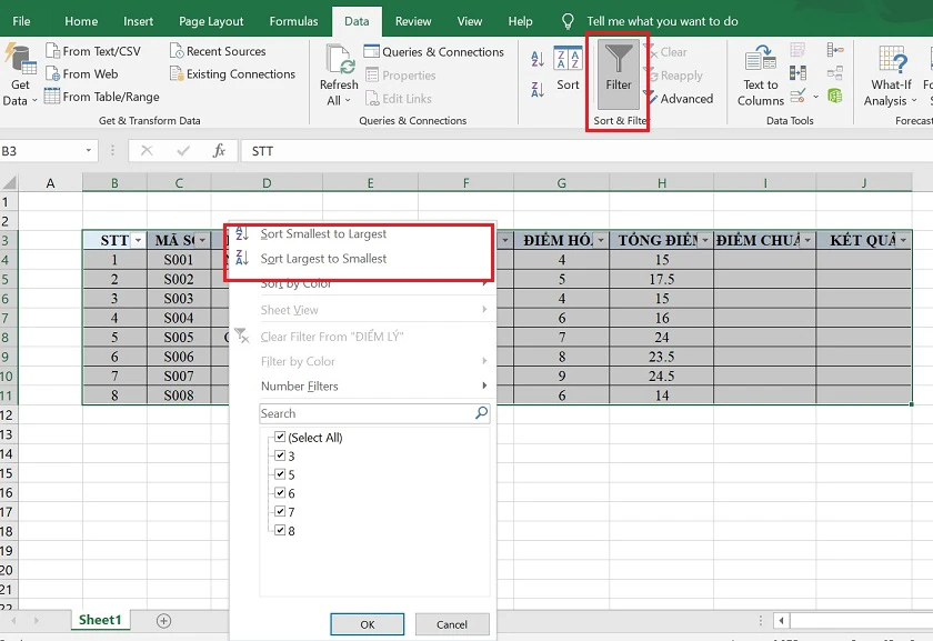 Cách sắp xếp thứ tự trong excel đơn giản, nhanh chóng 2025