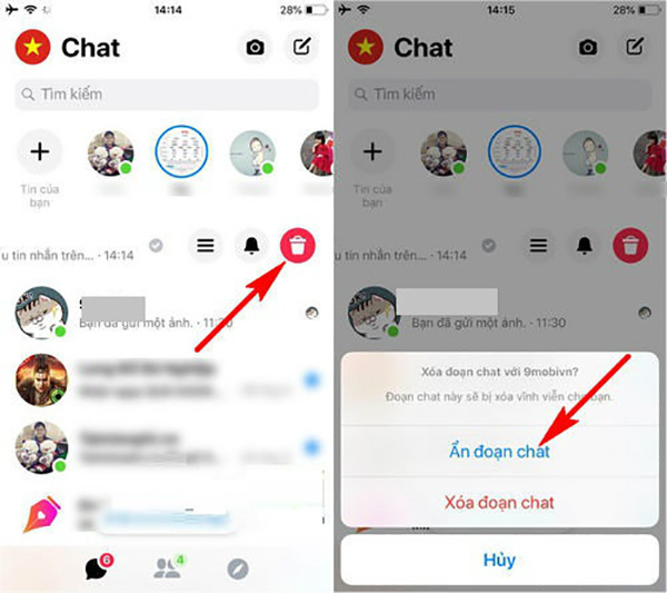 Xóa tin nhắn Messenger trên điện thoại