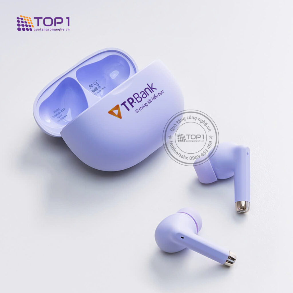 Tai nghe không dây chống ồn - Quà tặng tai nghe bluetooth in logo
