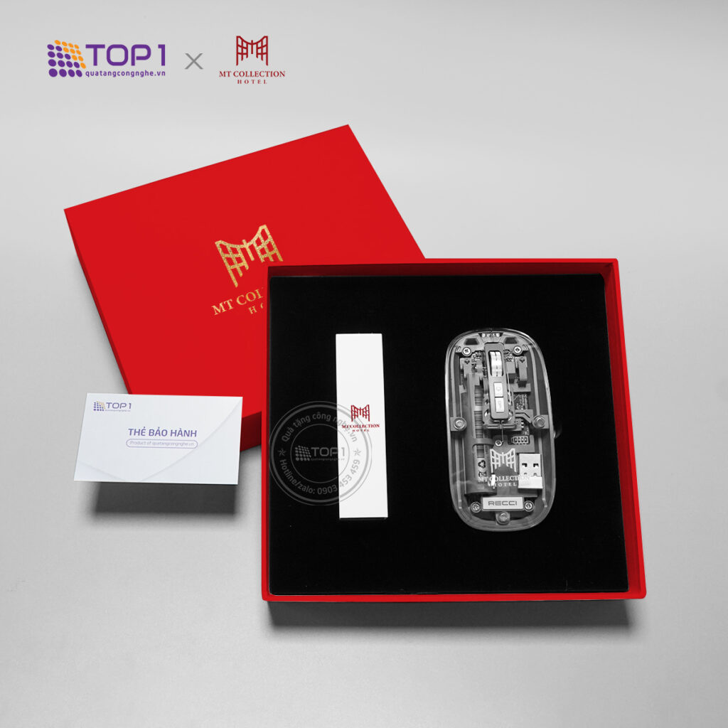 Set quà tặng chuột không dây Recci và dây cáp sạc 