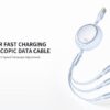 Cáp sạc 3 in 1 Recci RS26T 66W dây rút