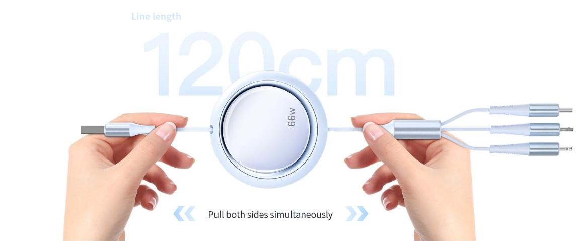 Cáp sạc dây rút Recci RS26T dài 120cm