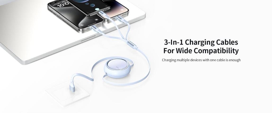 Cáp sạc 3 in 1 Recci RS26T sạc nhiều thiết bị