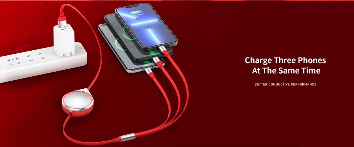 Cáp sạc Recci RTC-T13 sạc 3 điện thoại cùng lúc