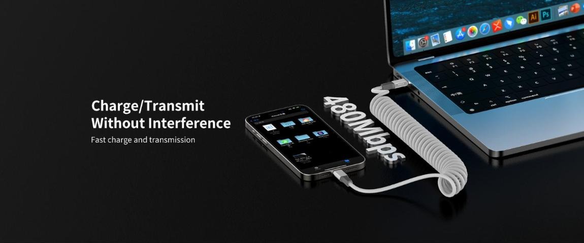 Cáp sạc lò xo Recci RS25 truyền dữ liệu 480Mbps